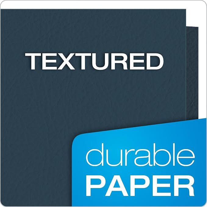 Oxford Twin-Pocket Folders, Textured Paper, Letter Size, Dark Blue, Holds 100 - Image 4