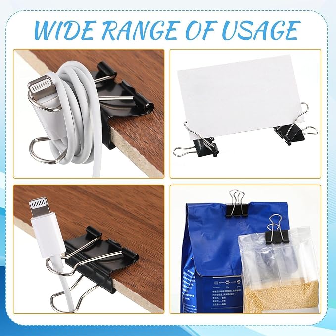 Jetec 500 Pieces 1. 25 Inch Black Binder Clips Bulk Large Paper Clamps Metal - Image 5