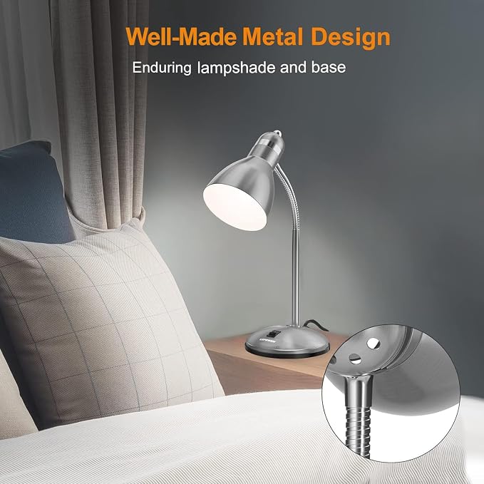 LEPOWER Metal Desk Lamp, Adjustable Goose Neck Table Lamp, Eye-Caring Study - Image 3