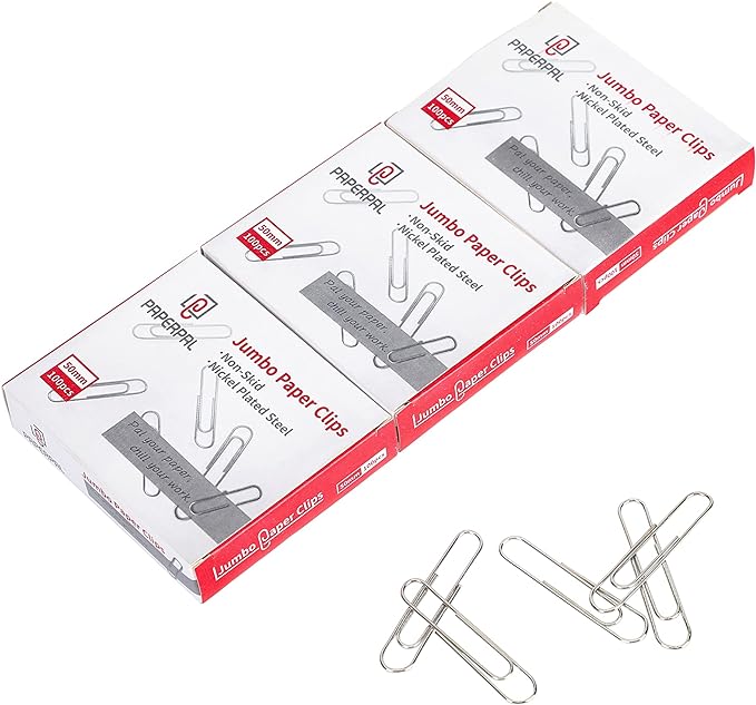 PAPERPAL Jumbo Non-Skid Paper Clips, 2 Inch, school and personal use, by PAPERPALDirect