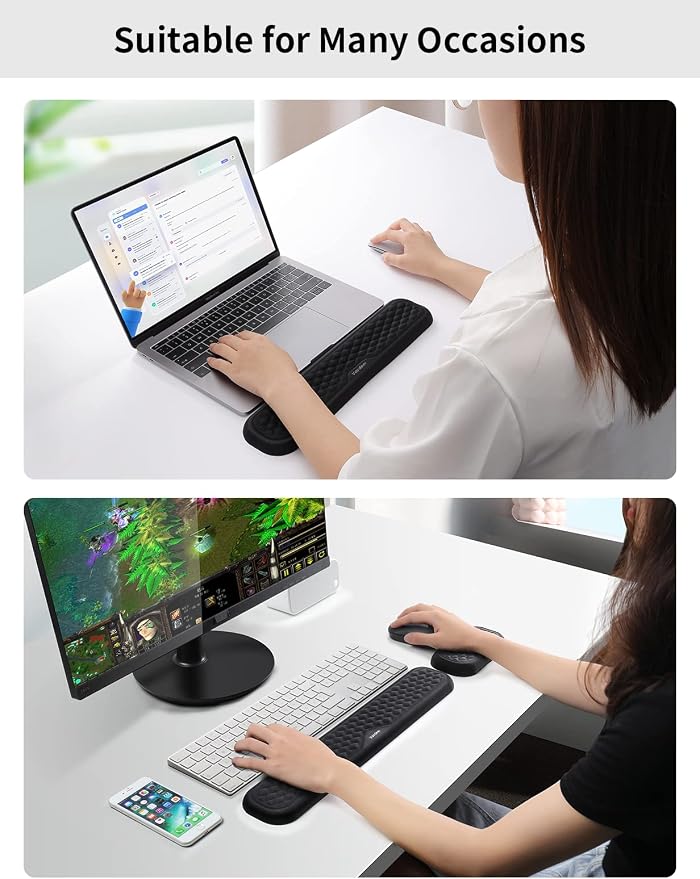 Vaydeer Wrist Rest for Keyboard and Mouse, Computer Ergonomic Wrist Support Pad - Image 6