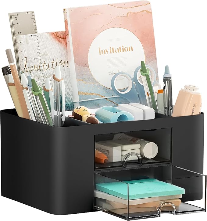 Marbrasse Pen Organizer with 2 Drawer, Desk Organizers and Accessories with 5 by Marbrasse