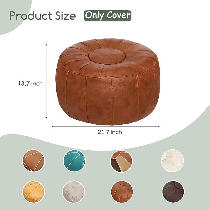 Thgonwid Unstuffed Moroccan Storage Pouf Foot Stool Ottoman Seat Handmade Faux - Image 3