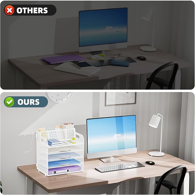 Marbrasse 5 Tier Paper Organizer Letter Tray, Mesh Desk File Organizer - Image 4