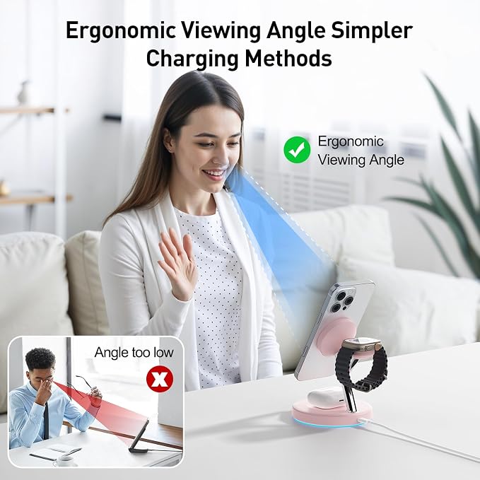 【Adjustable Blue Ambient Light】 Wireless Charger 3 in 1 - Image 4