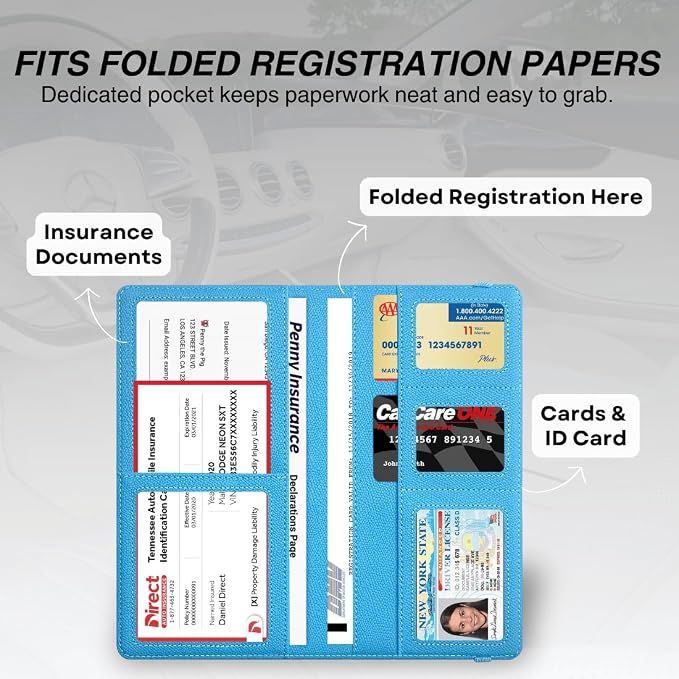 LINTRU 6-Pocket Car Registration & Insurance Card Holder - Image 2