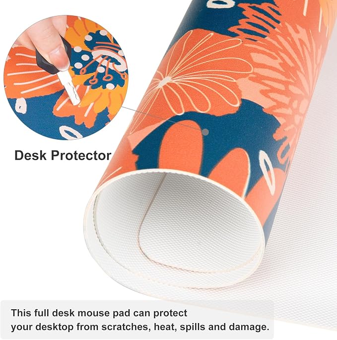 QiyI Large Desk Pad, Floral Mouse Pad Desktop Decor, Waterproof PU Leather Desk - Image 5
