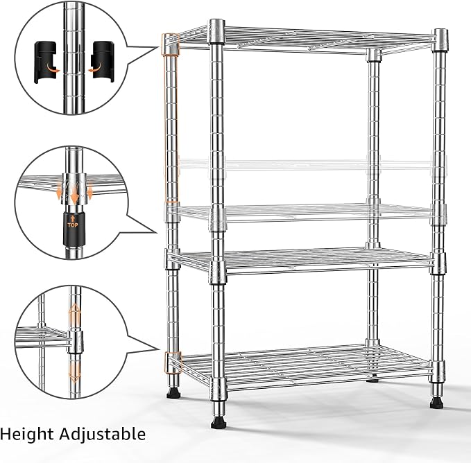 M MZG 450 lbs Wire Storage Shelving 3-Tier Utility Shelving Unit Steel - Image 9