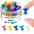 Outus 100 Pcs Giant Push Pins Large Thumb Tacks Plastic Heads 1 Inch Jumbo Push by Outus