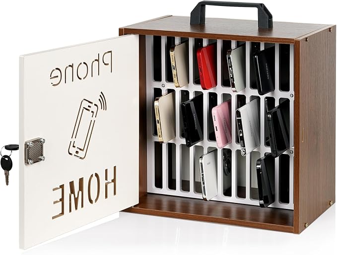 Cell Phone Holder Classroom 33 Slots Wooden Cell Phone Storage Cabinet Pocket by Lzttyee