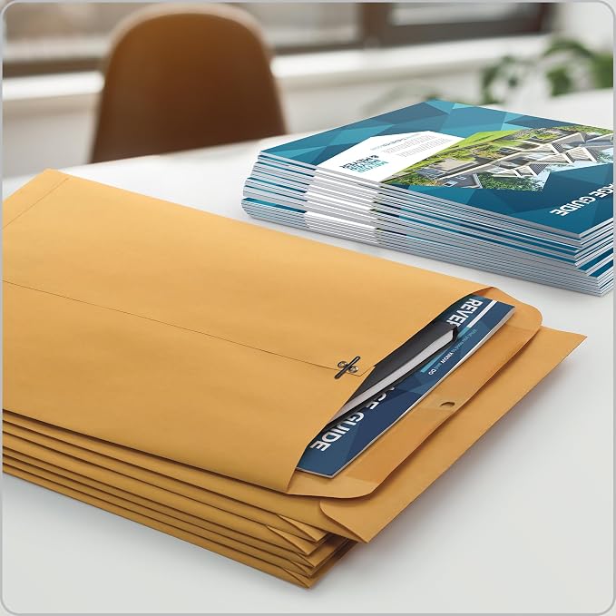 Quality Park, Gummed Kraft Clasp Envelopes, 100 / Box, 9.5 x 12.5 Inches - Image 6
