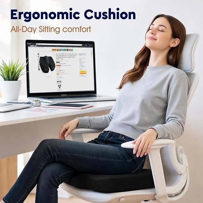 TushGuard Office/ Car Seat Cushion, Non-Slip Sciatica & Back Coccyx Tailbone - Image 4