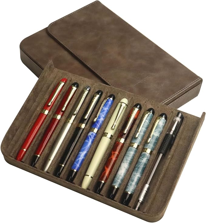 PU Leather 12 Fountain Pen/Pencil Tray Case Organizer, Fashion Design, Magnetic - Image 6