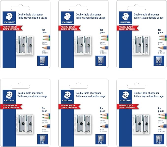 STAEDTLER 6-Pack Metal Double-Hole Pencil Sharpener by Staedtler
