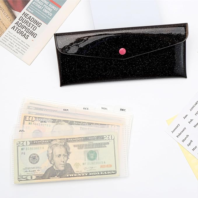 NatSumeBasics 6-Tab Black Cash Envelope Stuffing Wallet - Image 7