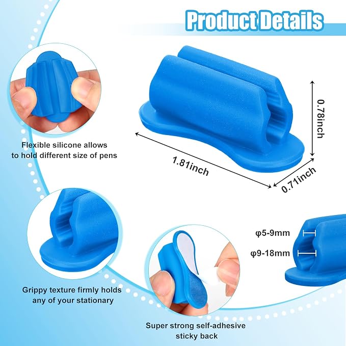 BOBOKA 10 Pack Upgraded Pencil Holder, Adhesive Pen Holder - Image 2
