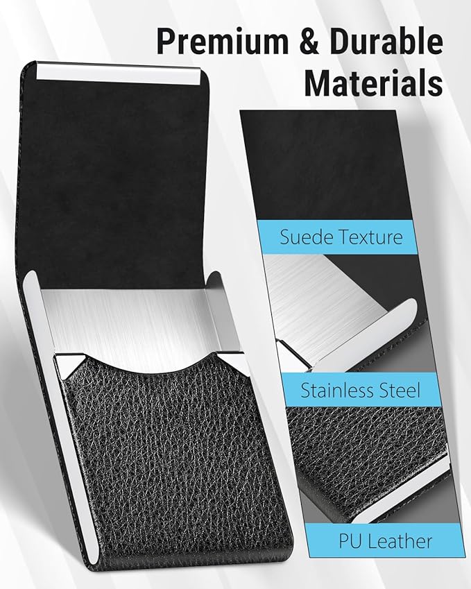 MaxGear Business Card Holder, PU Leather Business Card Case Pocket Card Holders - Image 4