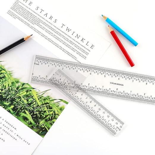 2 Pieces 6"/12" Clear Acrylic Ruler Zero-Centering Ruler - Image 7
