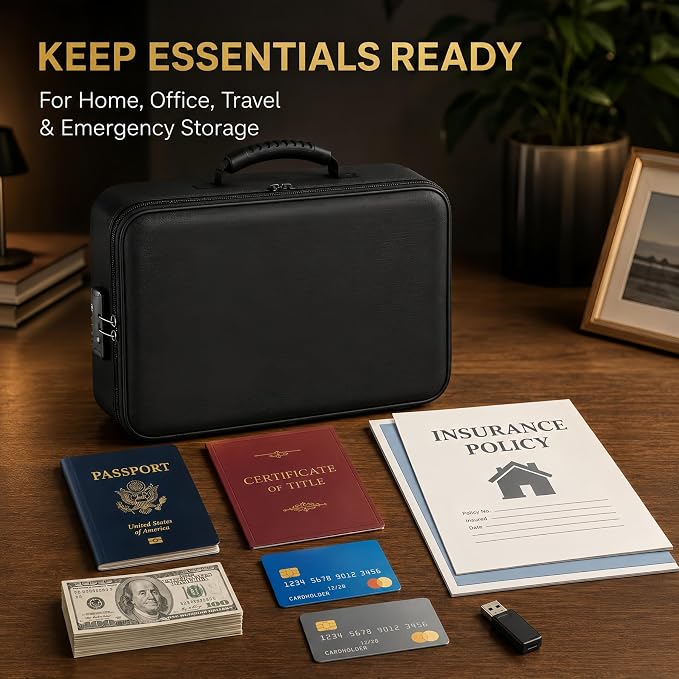 Fireproof Document Box with Lock, 5200°F Fireproof & Water-Resistant File - Image 7