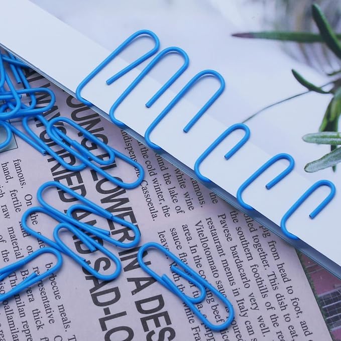 200 Pack Blue Paper Clips Small Paper Clips, 1.1 Inch / 28mm Metal Paperclips - Image 6