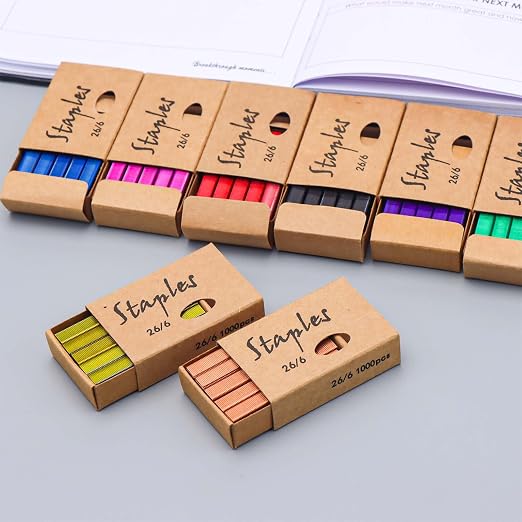 Mogoostry Colorful Staples 26/6 Standard Stapler Refills, 1/4 Inch Leg Jam Free - Image 3