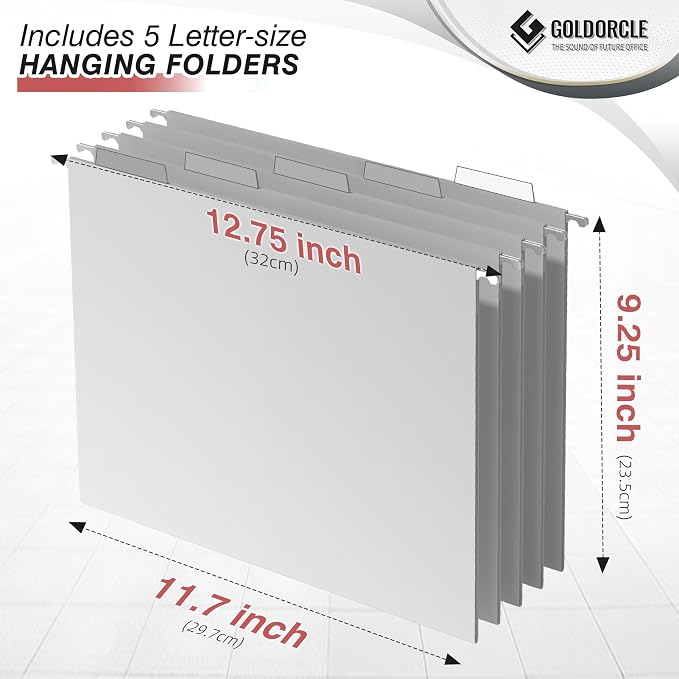 Hanging File Organizer, Letter-Size File Holder Filing Box - Image 3