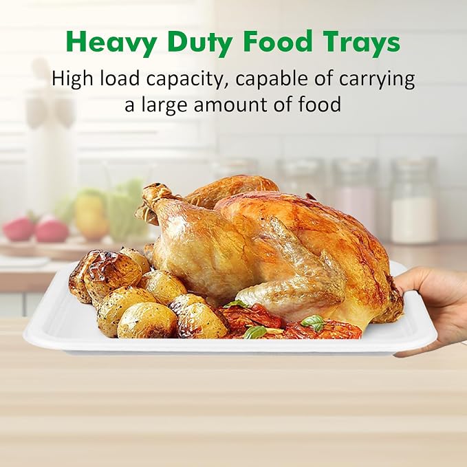 50 Pack 14 Inch Disposable Food Trays, Heavy Duty Large Paper Plates - Image 5