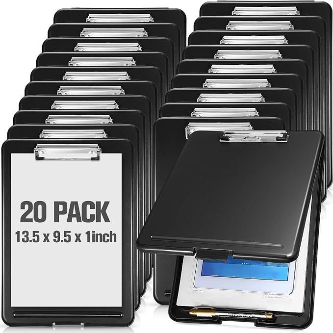 Mimorou 20 Pcs Clipboard with Storage, 9.5 x 13.5 Inch Plastic Heavy Duty by Mimorou
