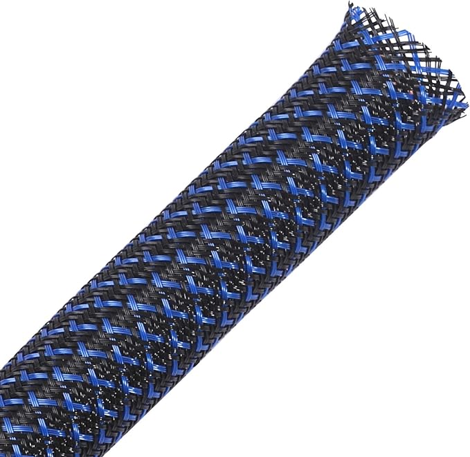 25ft - 1/2 inch PET Expandable Braided Sleeving – BlackBlue – Alex Tech Braided by AlexTech