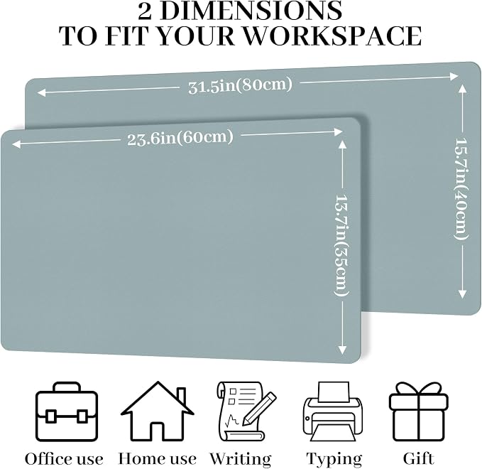 Large Desk Pad Mat, Leather Blue Desk Mat - Image 3