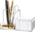 HBlife Acrylic Pen Holder for Desk, 3-Compartment Small Desk Organizer by HBlife