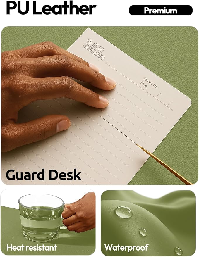 YSAGi Leather Desk Protector, Office Mat, Large Mouse Pad, Non-Slip PU Leather - Image 3