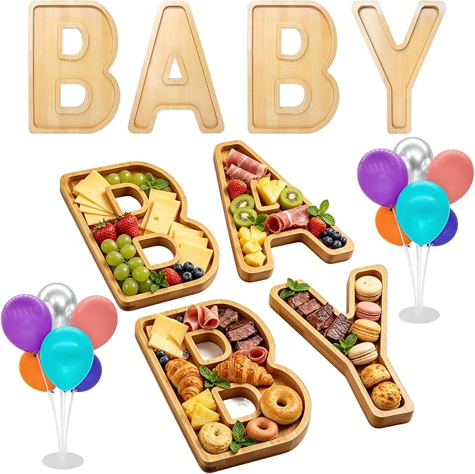 4PCS Baby Charcuterie Board Letters- Fillable Letter Food Serving Tray by Nsoyos