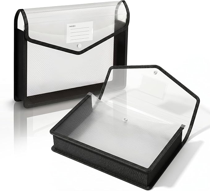 2 Pack Plastic Expanding File Folder, Transparent Accordion File Pouch - Image 8