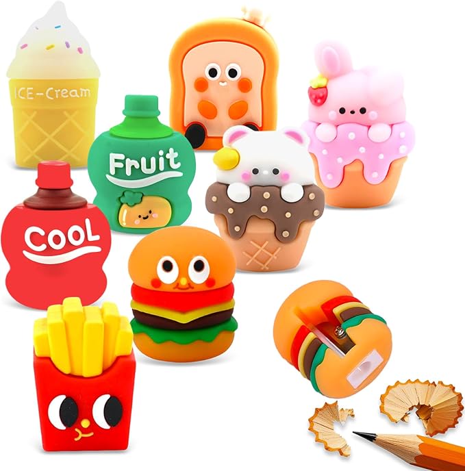 8-Pack Fun Pencil Sharpeners for Kids Cute Shape Handheld Manual Sharpening | by DueHoppee