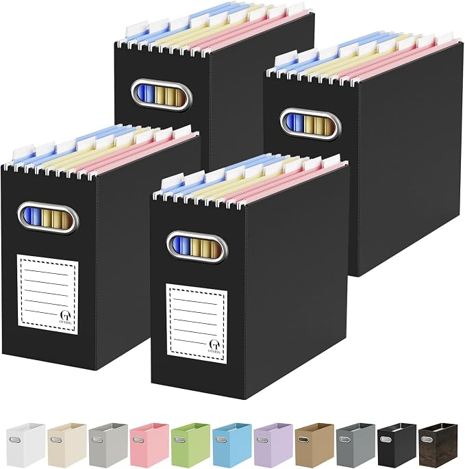 Oterri File Organizer Box, Portable Collapsible Cardboard File Folder Organizer by Oterri