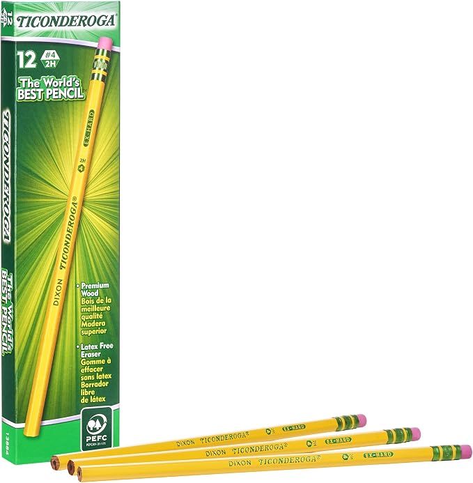 Ticonderoga Wood-Cased Pencils, Unsharpened, #4 2H Extra Hard - Image 2
