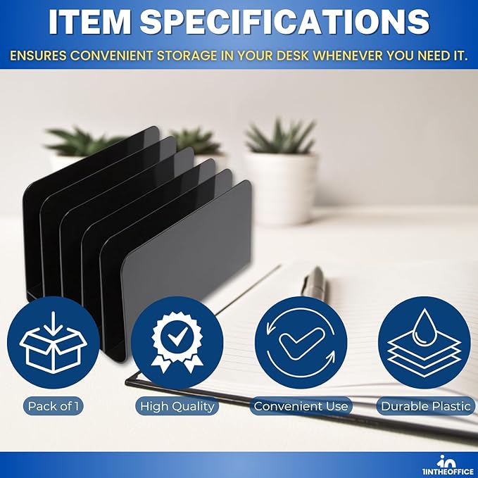 1InTheOffice Inclined Desktop File Organizer, Plastic Desk File Sorter - Image 7