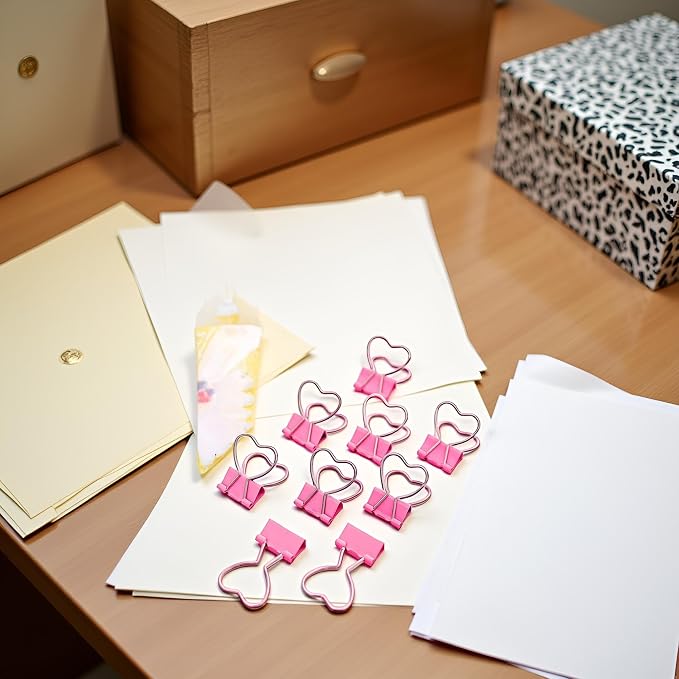 Pink Heart Hollow Out Metal Binder Clips - Image 8