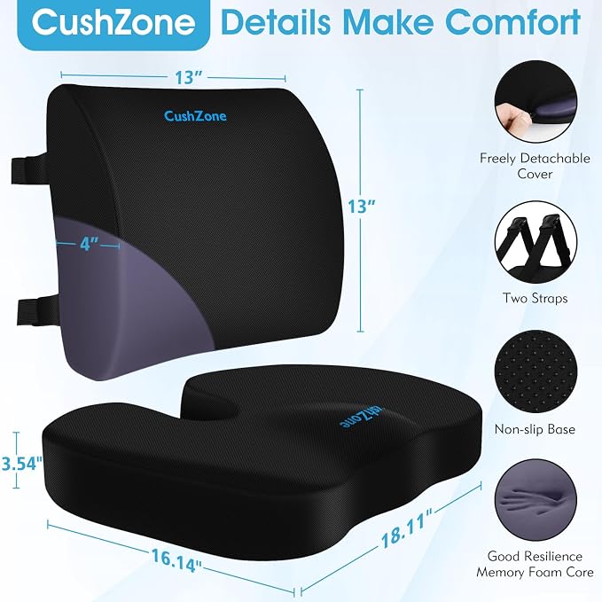 CushZone Seat Cushion, Lumbar Support Pillow - Image 3