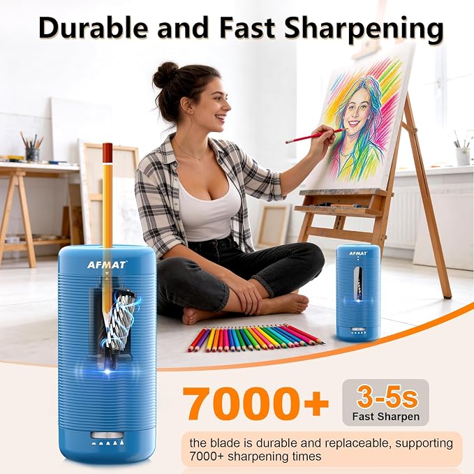 AFMAT Electric Pencil Sharpener, Fully Automatic Pencil Sharpener, Auto in & Out - Image 3