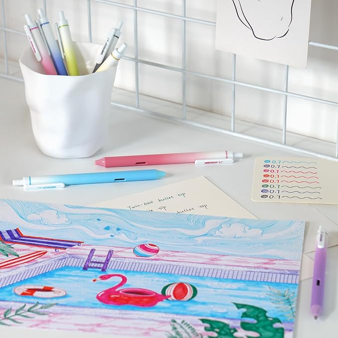 WRITECH Fine Point Gel Pens: 8ct Multi Colored 0.7mm Medium Point Retractable - Image 6