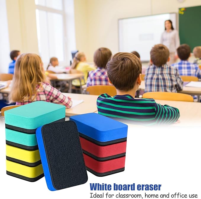 Dry Erase Eraser, 8 Pack Magnetic Whiteboard Erasers, Rectangle Dry Erase Board - Image 4
