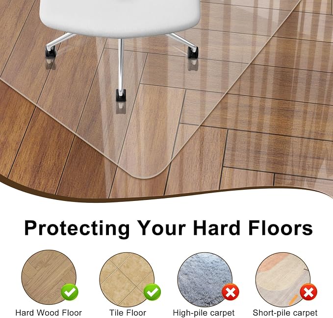 Office Chair Mat for Hard Floors, 36 x 48 inches, 2mm Thick Clear Chair Mat - Image 4