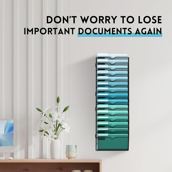 SUPEASY 15-Tier Wall File Organizer, Hanging Wall Files - Image 4