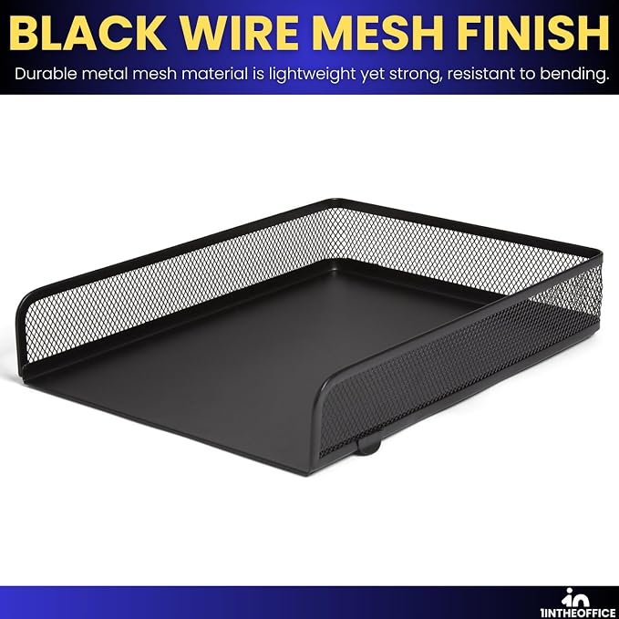 1InTheOffice Letter Trays for Desk Stackable, Front-Load Mesh Desk Tray - Image 3