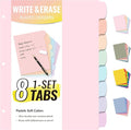 Sooez 8 Tabs Long-Lasting Plastic Write & Erase Large Tabs Dividers by Sooez