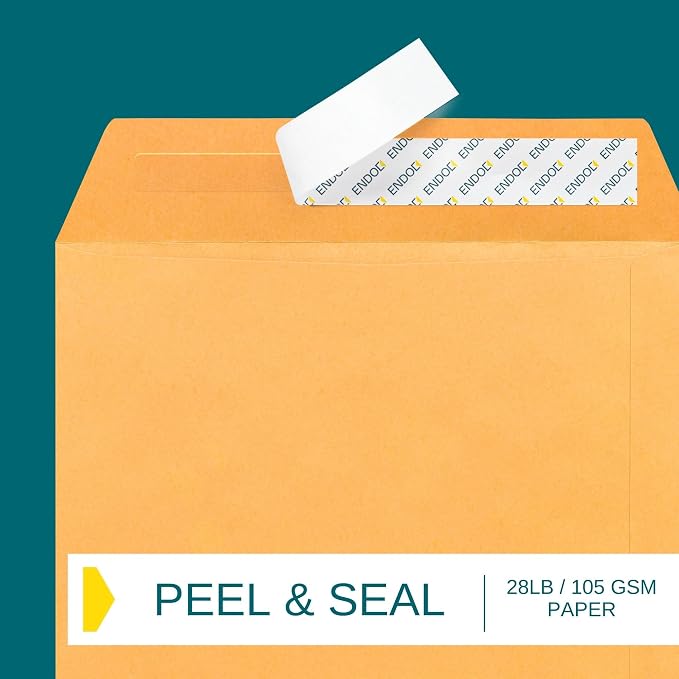 6x9 Brown Kraft Open End Envelopes Peel & Seal, 100 Pack, Self Seal Mailing - Image 4