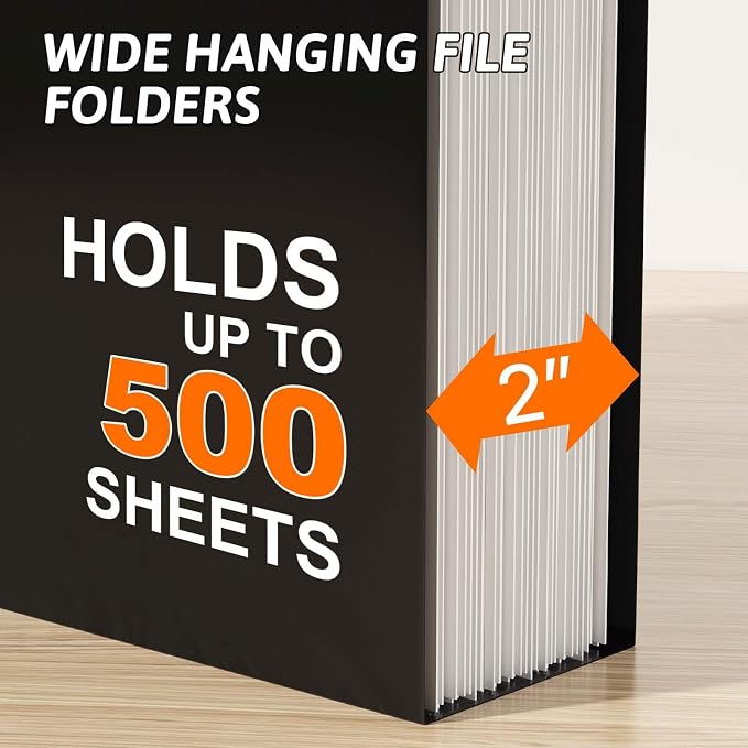 Extra Capacity Plastic Hanging File Folder Letter Size, 12 Pack Reinforced Hang - Image 4