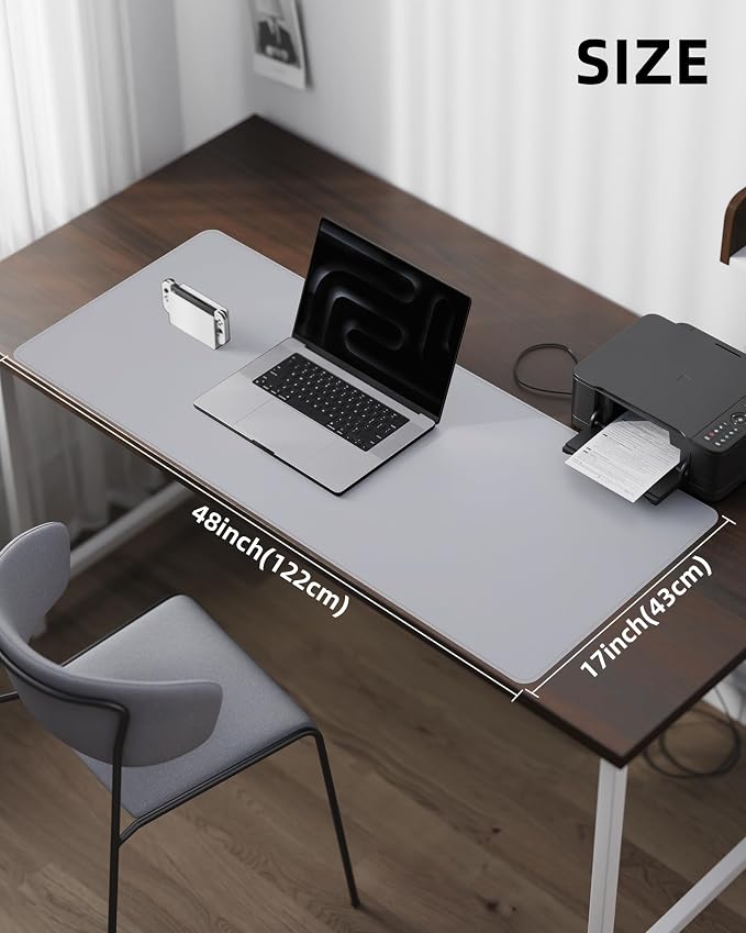 AFIING Leather Desk Pad Protector- 48" x 17" Office Desk Mat, Non-Slip PU - Image 5